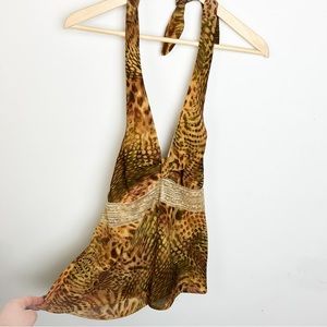 vintage fashion bug animal print halter top